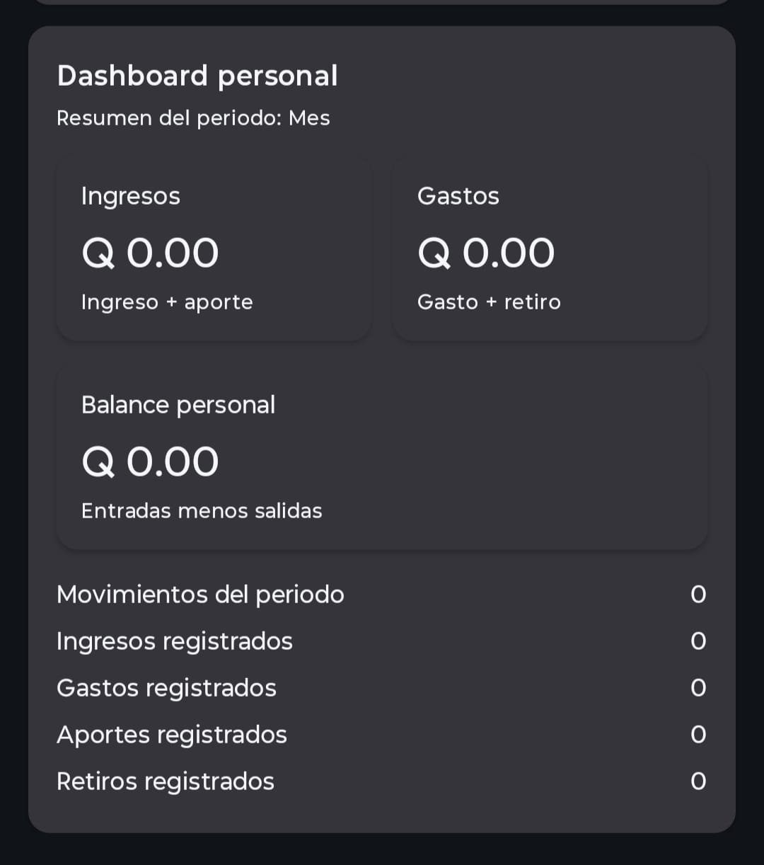 Vista de Finanzas Personales de Control Calzado